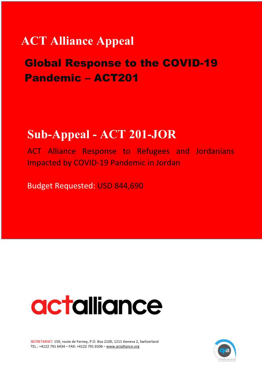 ACT Alliance Appeal
