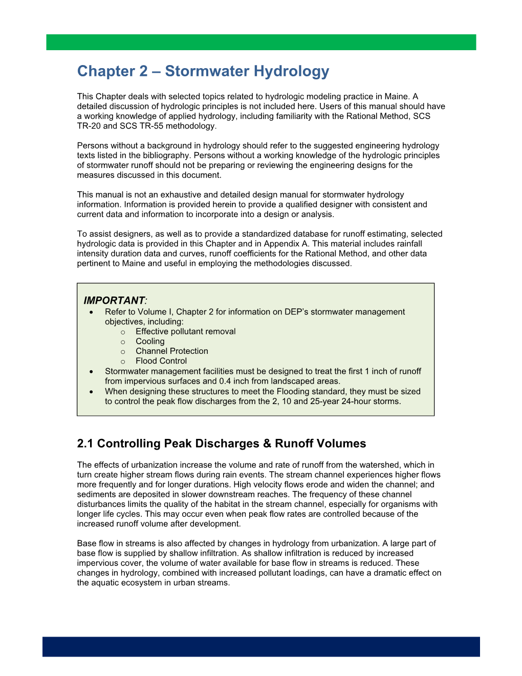 Chapter 2 – Stormwater Hydrology