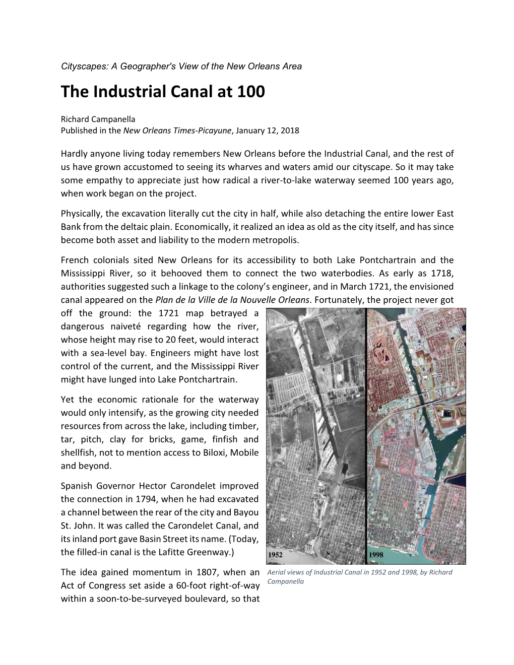 The Industrial Canal at 100