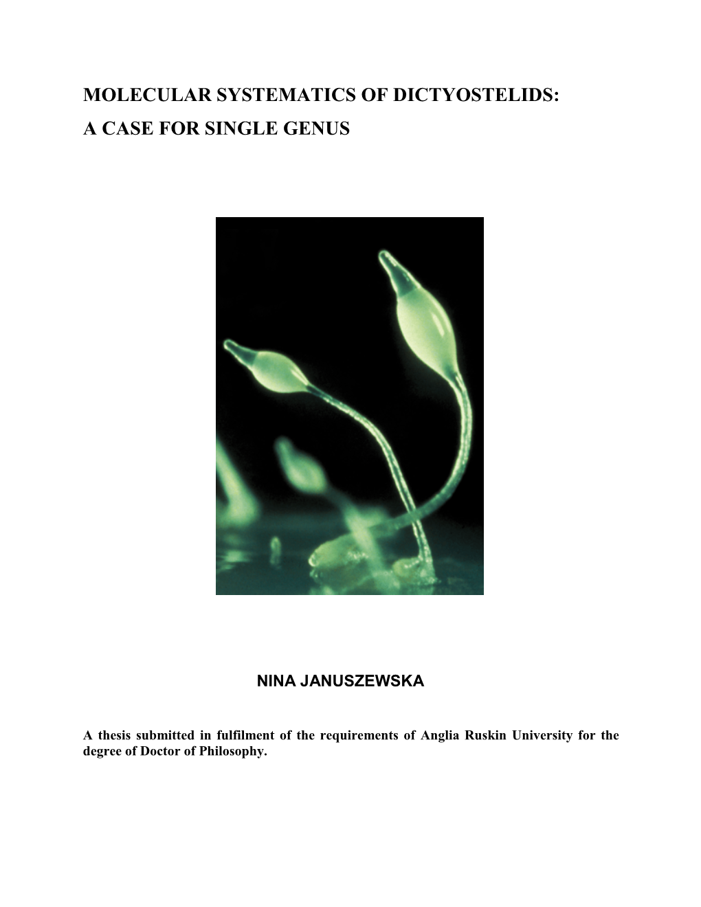 Molecular Systematics of Dictyostelids: a Case for Single Genus