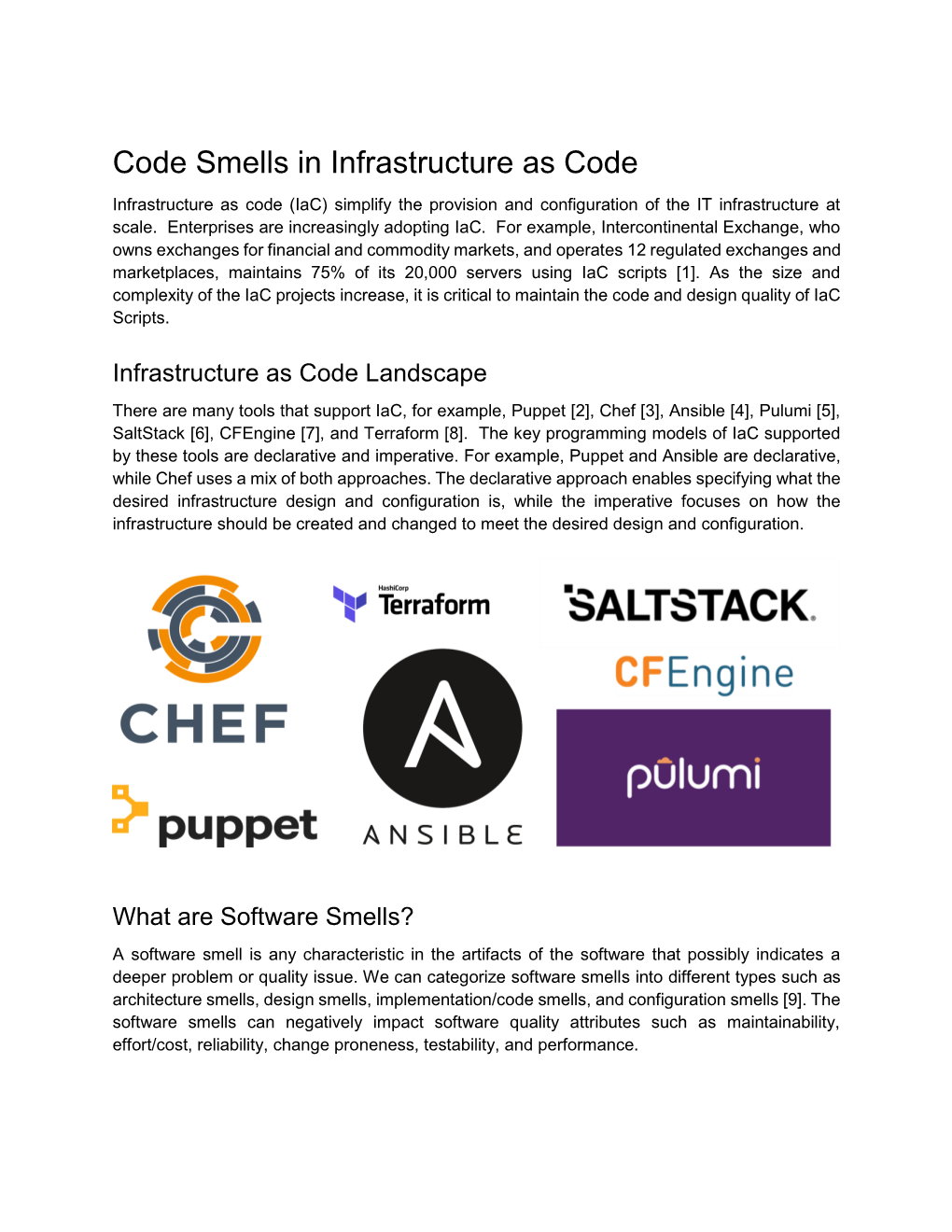 Code Smells in Infrastructure As Code