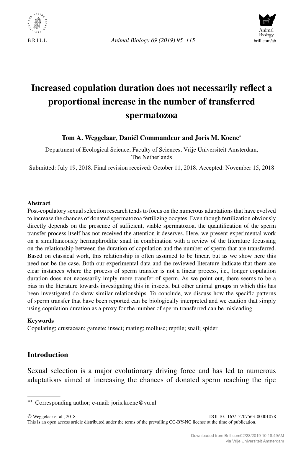 Increased Copulation Duration Does Not Necessarily Reflect A