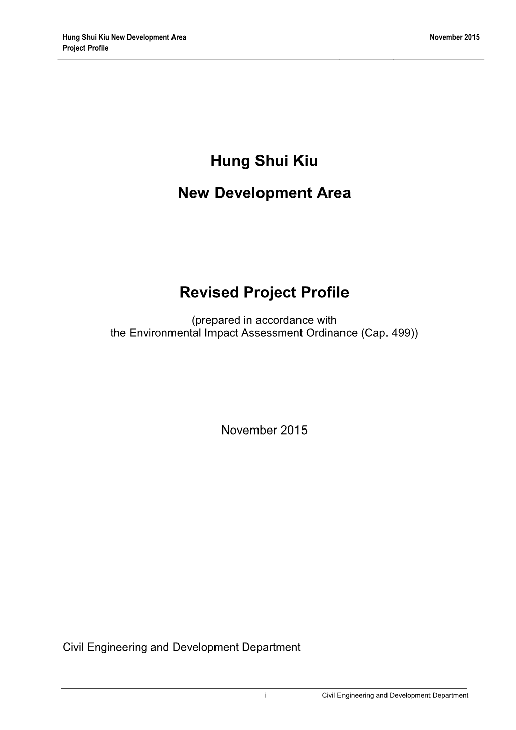 Hung Shui Kiu New Development Area Revised Project Profile