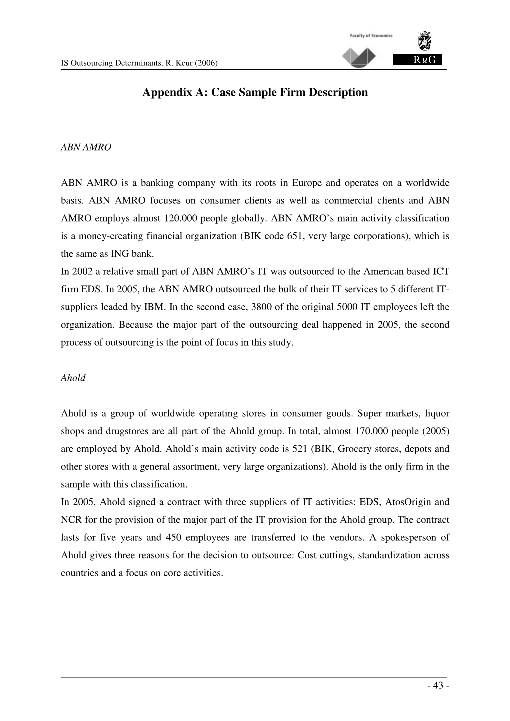 Appendix A: Case Sample Firm Description