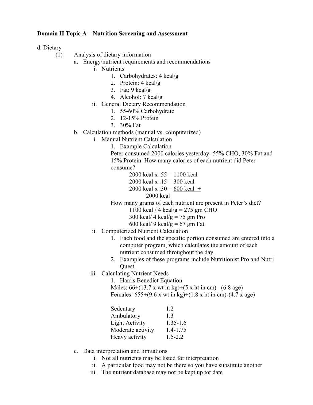 Domain II Topic a (Sections (2) and E )