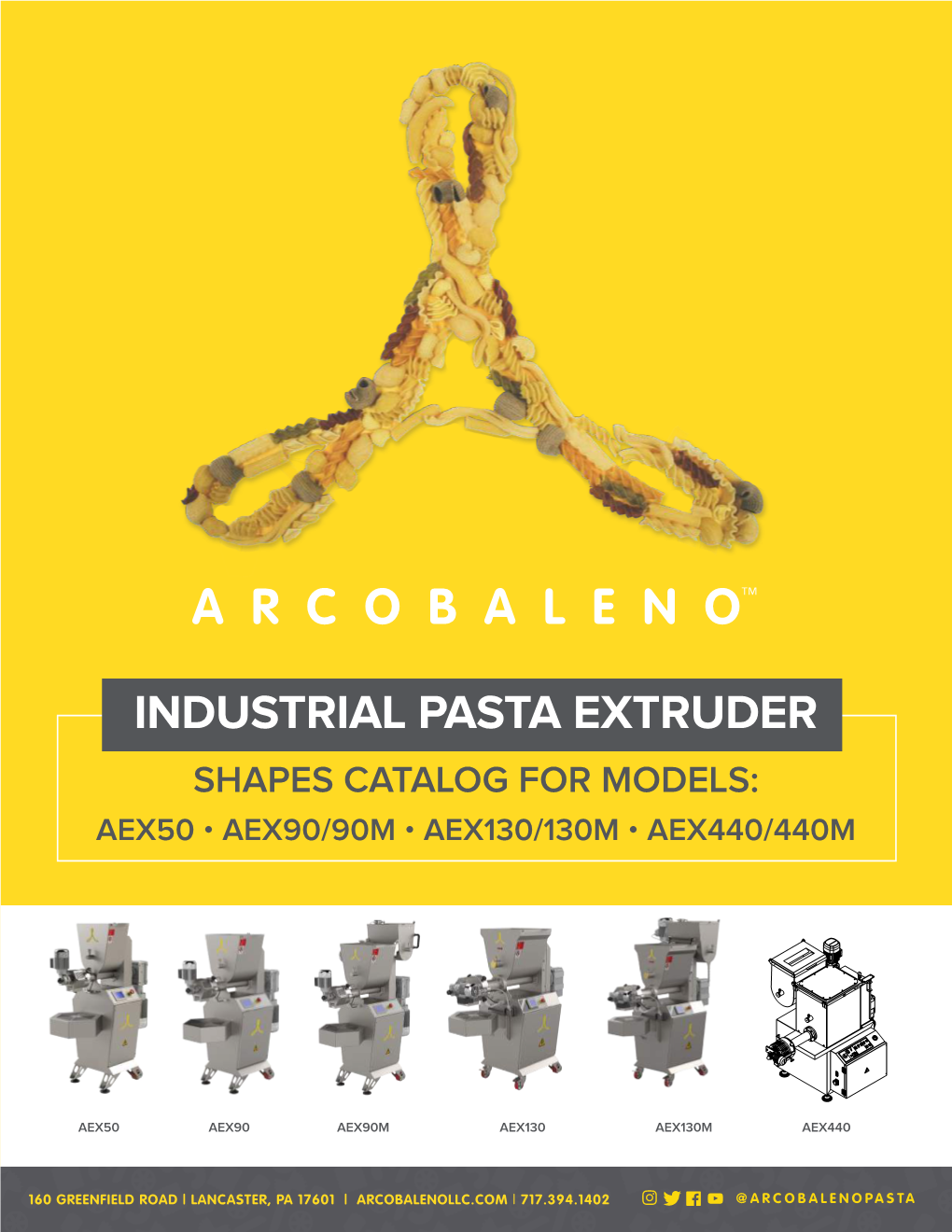 Industrial Pasta Extruder Shapes Catalog for Models: Aex50 • Aex90/90M • Aex130/130M • Aex440/440M