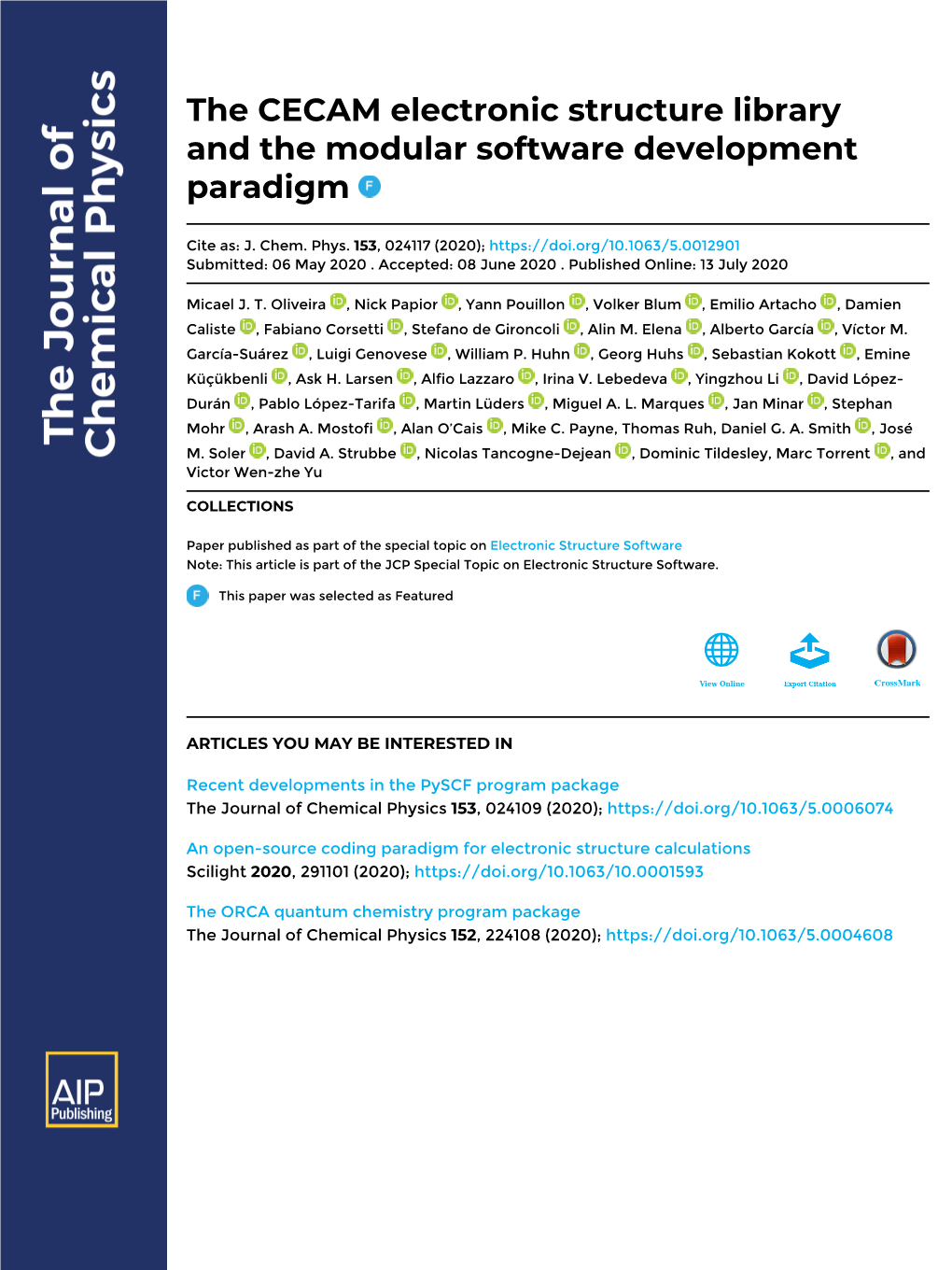 The CECAM Electronic Structure Library and the Modular Software Development Paradigm