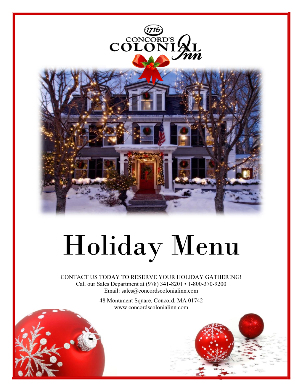 Holiday Menu