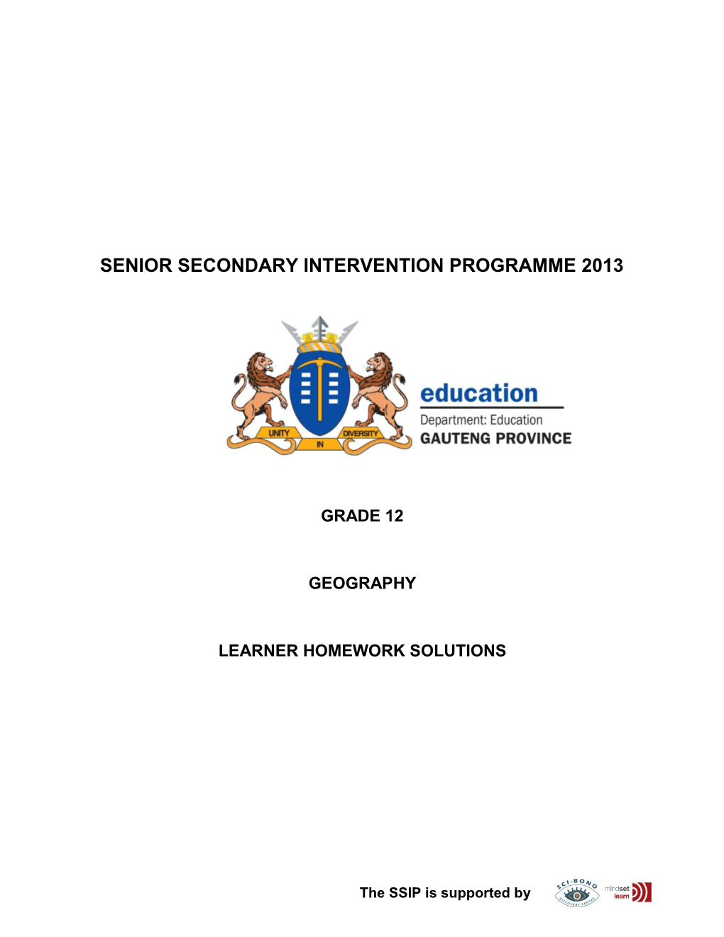 Senior Secondary Intervention Programme 2013