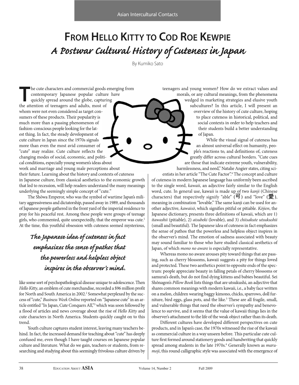 A Postwar Cultural History of Cuteness in Japan by Kumiko Sato