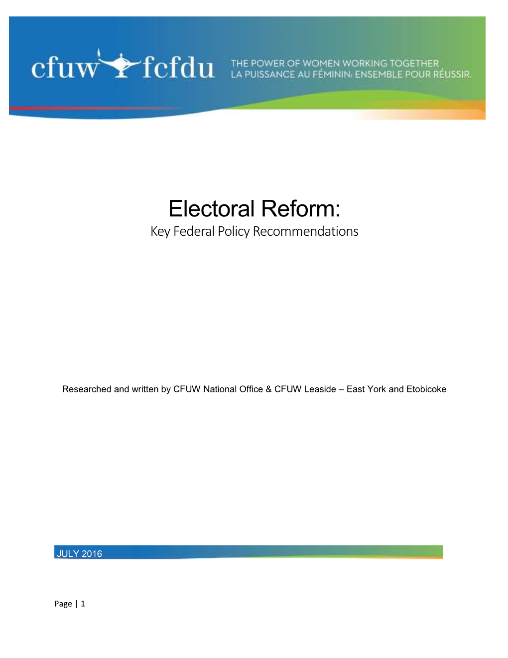 Electoral Reform: Key Federal Policy Recommendations