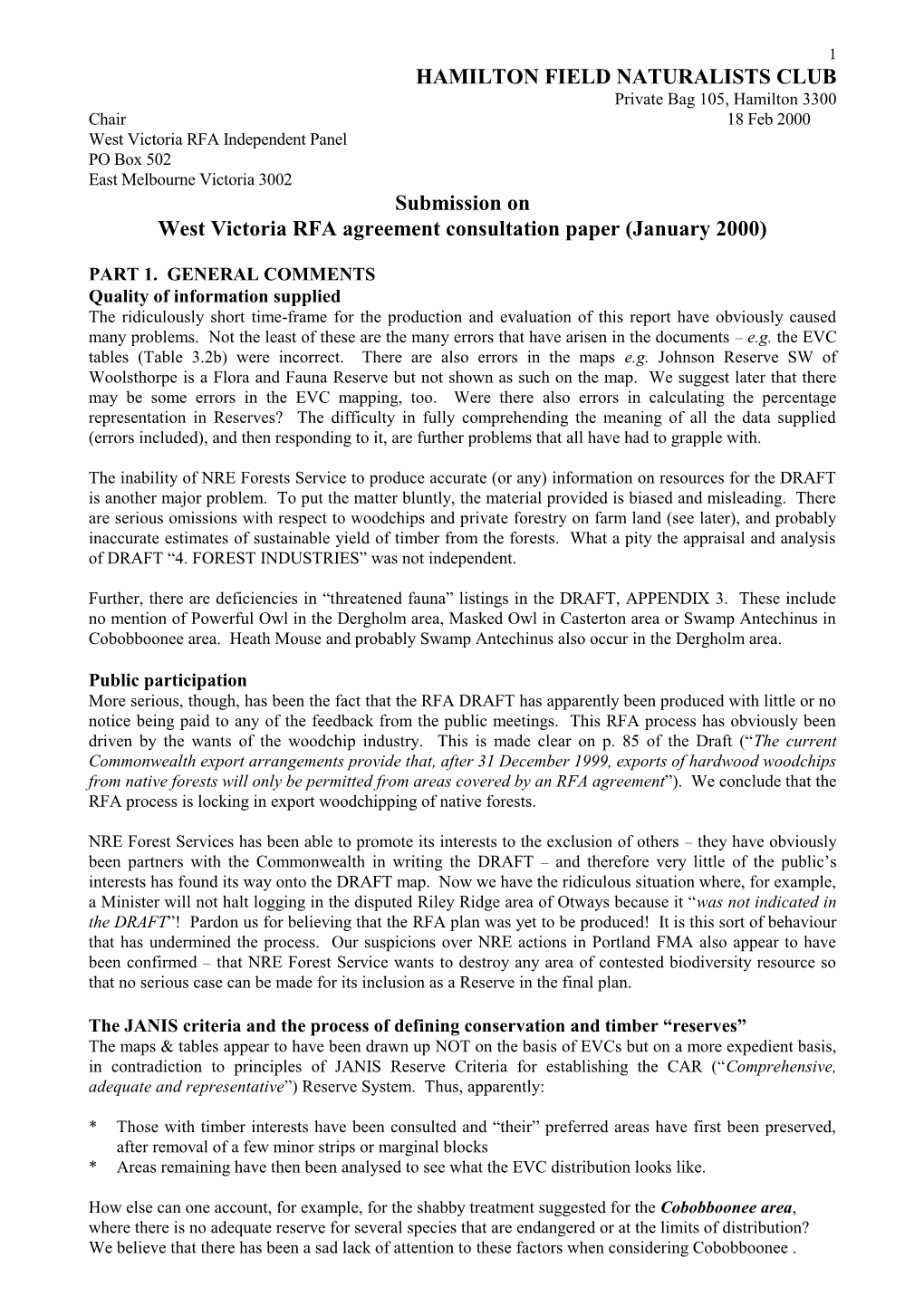 RFA Western Victorian Agreement Jan 2000