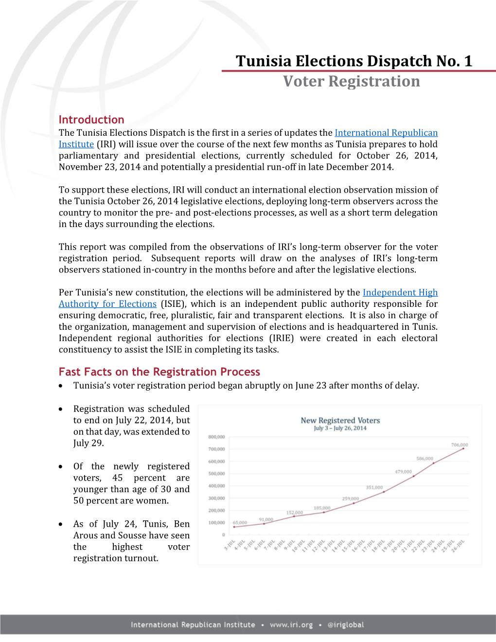 Tunisia Elections Dispatch No. 1 Voter Registration