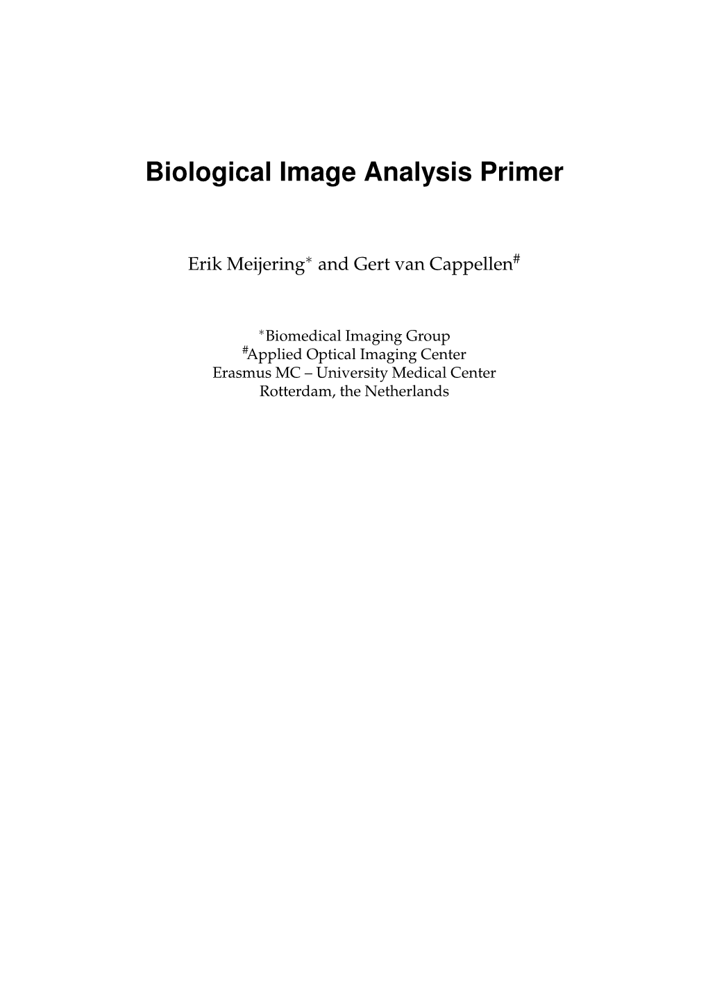 Biological Image Analysis Primer