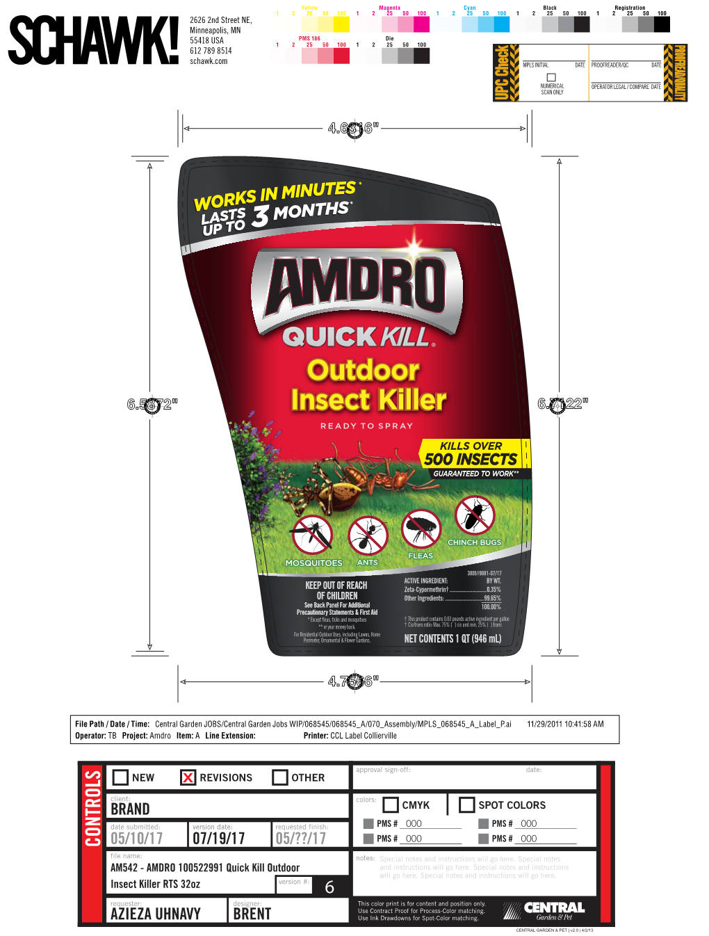Amdro Quick Kill Lawn Insect Killer RTS 32Oz Label