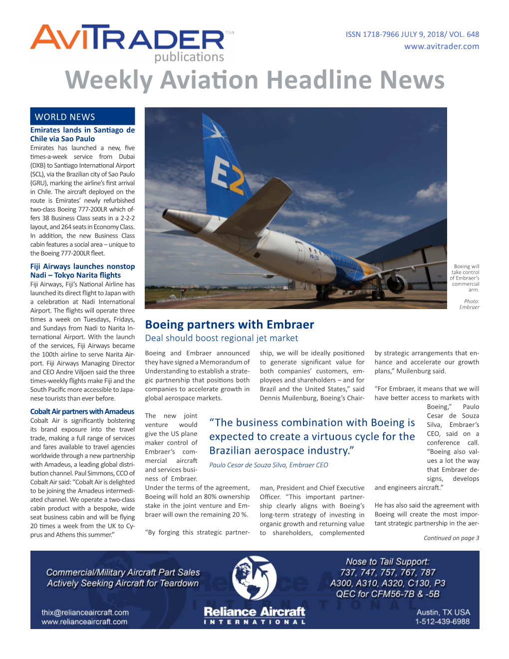 Weekly Aviation Headline News