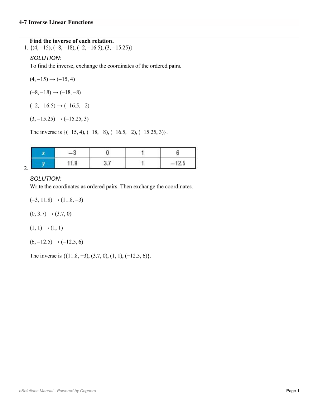 SOLUTION: to Find the Inverse