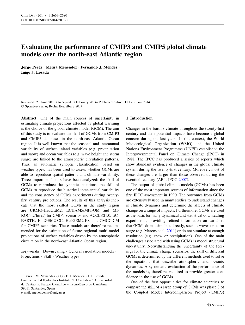 Evaluating the Performance of CMIP3 and CMIP5 Global Climate Models Over the North-East Atlantic Region