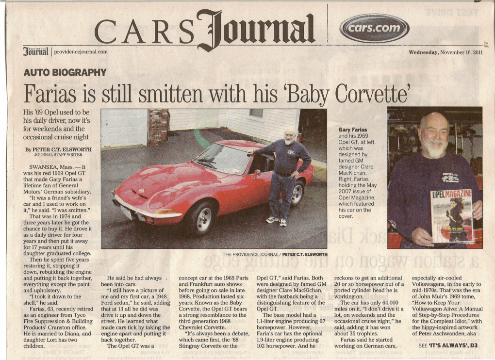 Farias Is Still Smitten with His 'Baby Corvette'