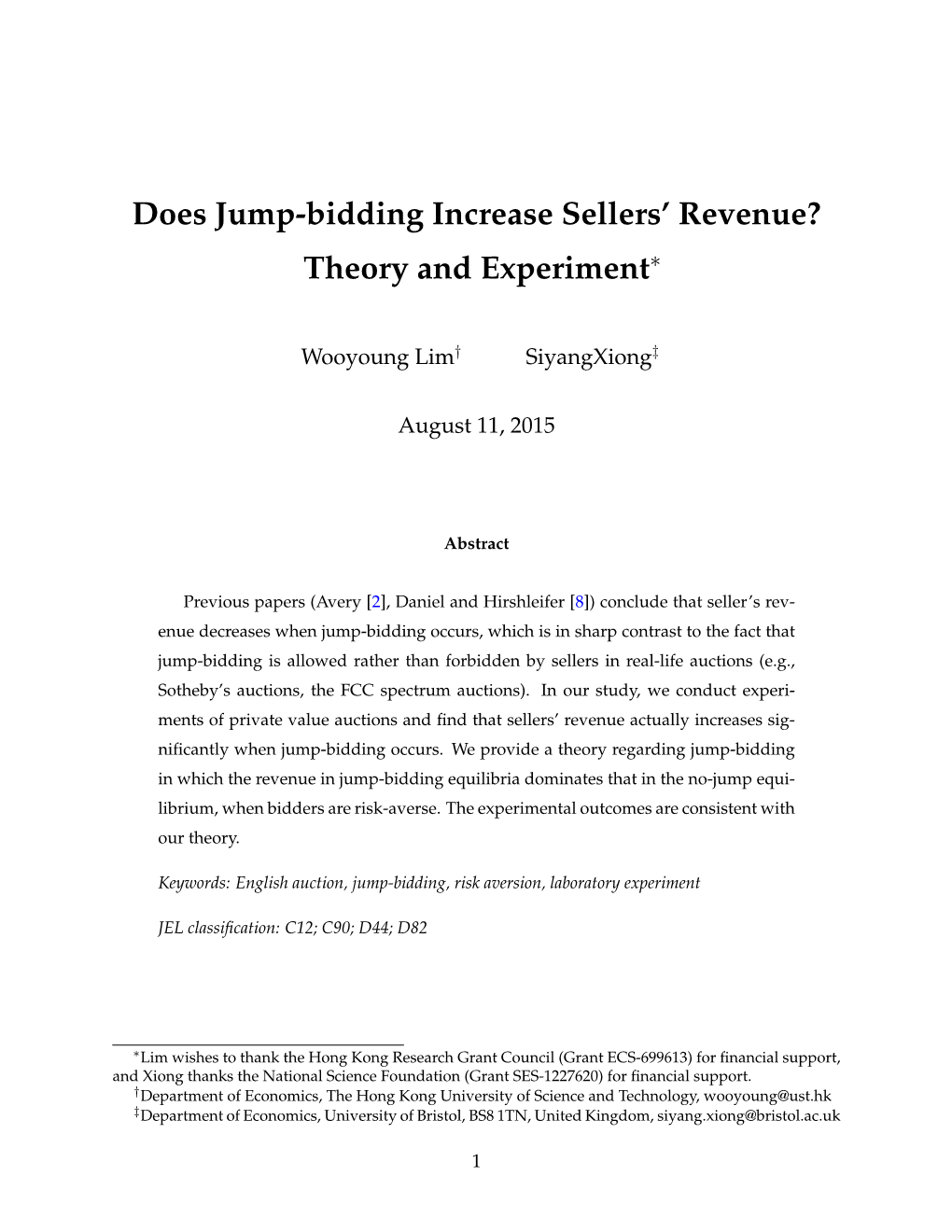 Does Jump-Bidding Increase Sellers' Revenue? Theory and Experiment