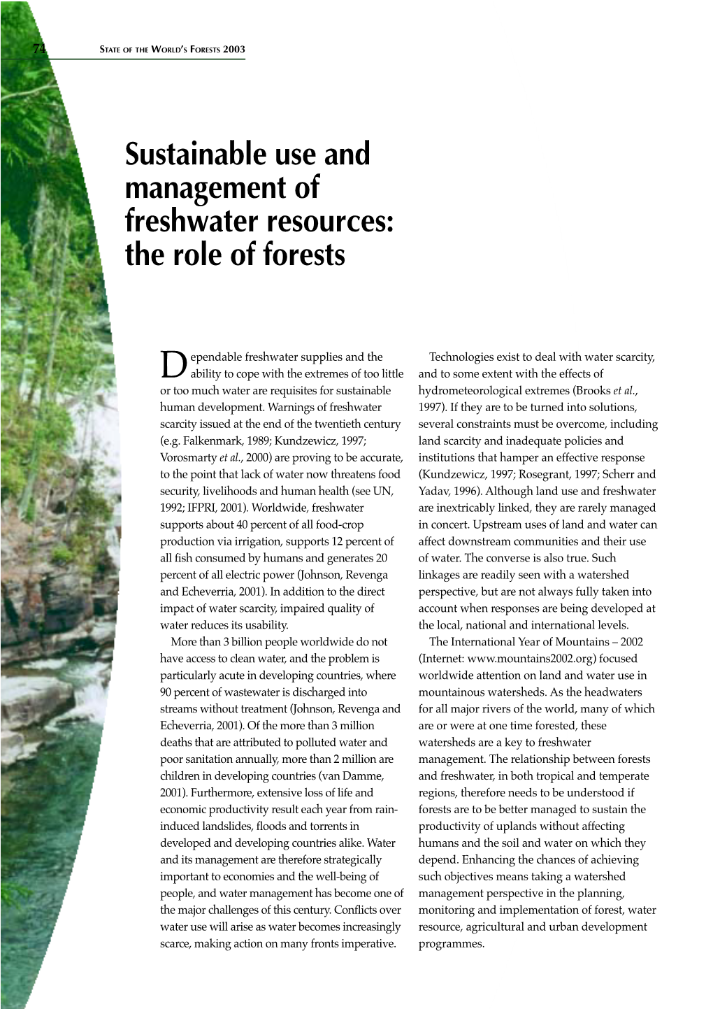 Sustainable Use and Management of Freshwater Resources: the Role of Forests