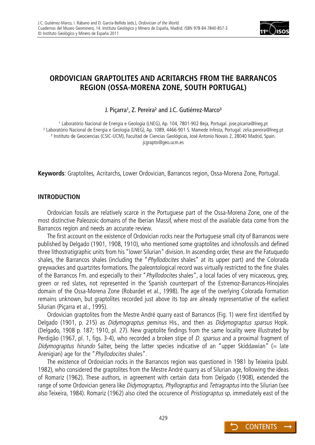 Ordovician Graptolites and Acritarchs from the Barrancos Region (Ossa-Morena Zone, South Portugal)