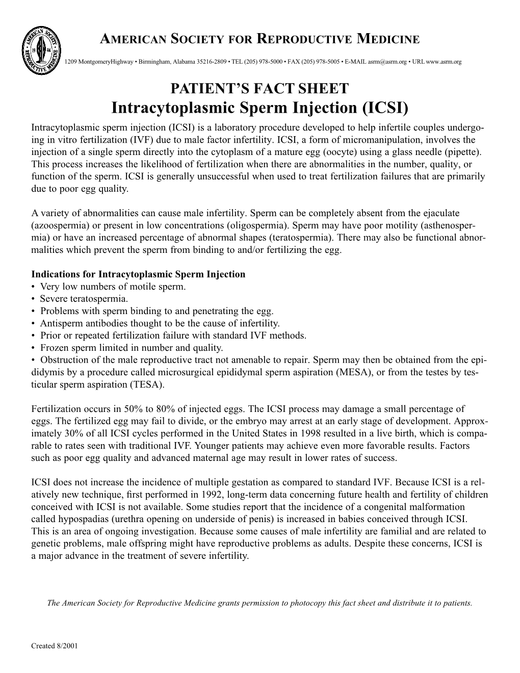 Intracytoplasmic Sperm Injection (ICSI)