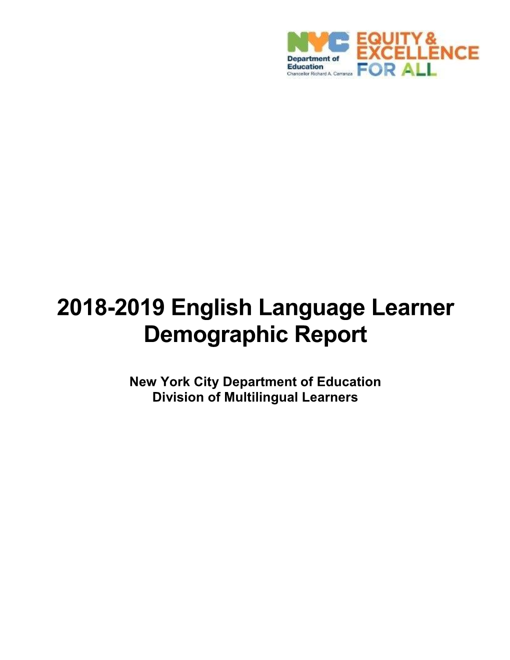 2018-2019 English Language Learner Demographic Report