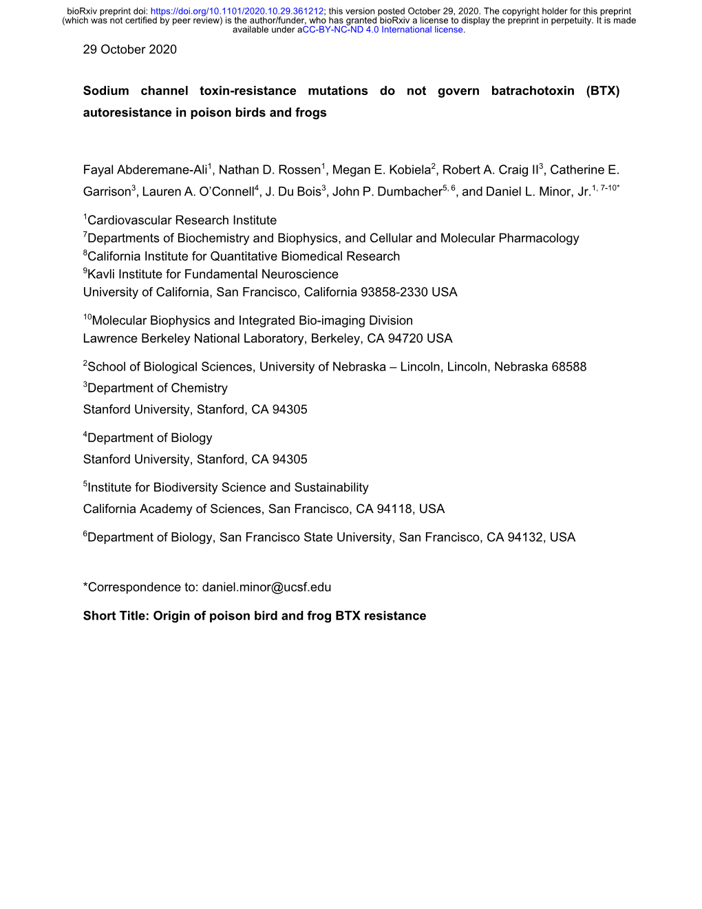 29 October 2020 Sodium Channel Toxin-Resistance Mutations