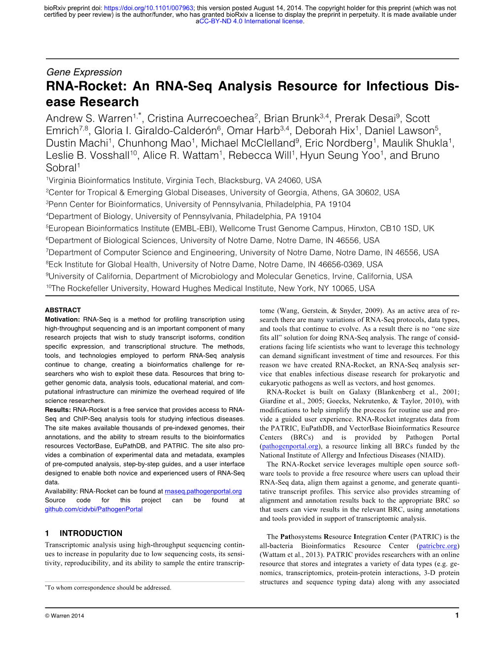 An RNA-Seq Analysis Resource for Infectious Disease Research
