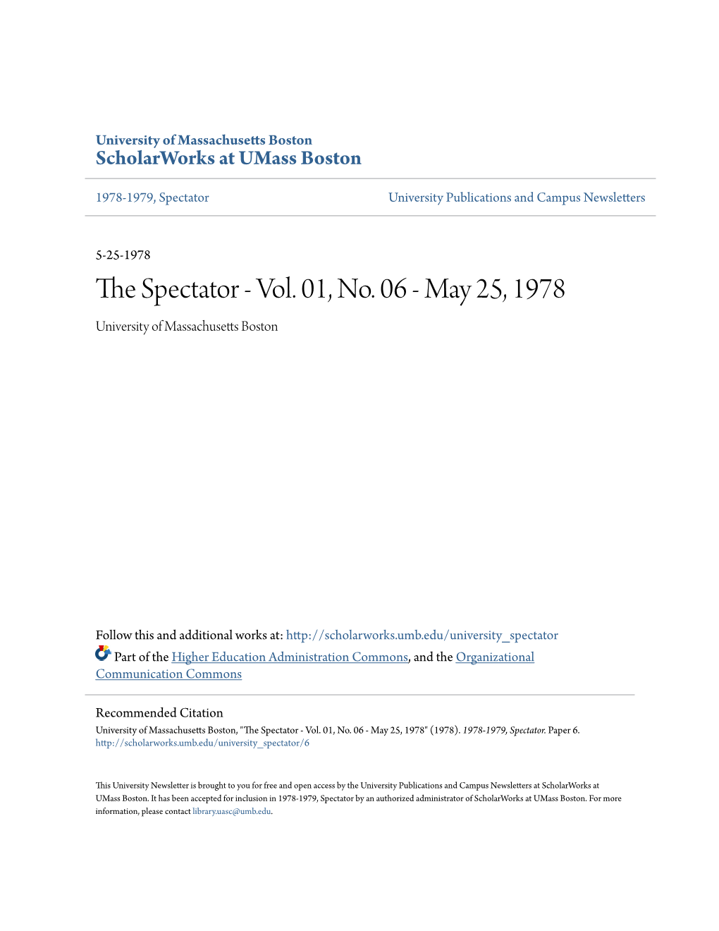 THE SPECTATOR Is a University-Wide Status Variable and Place of Residence