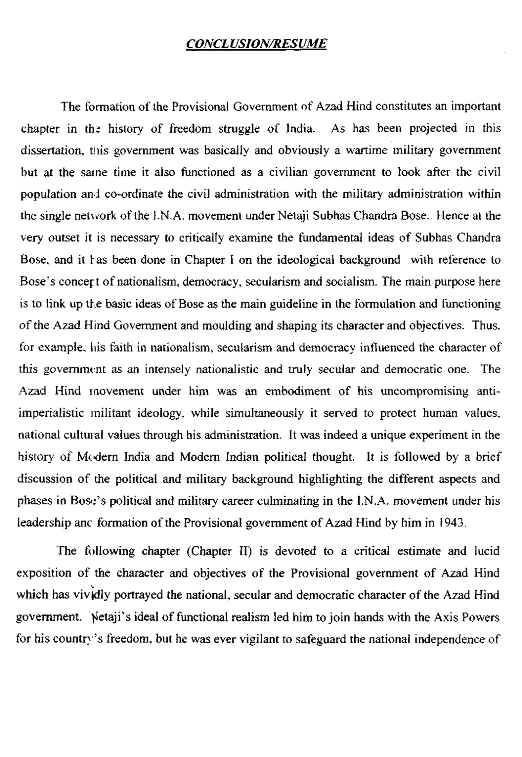 CONCL USION/RESUME the Formation of the Provisional