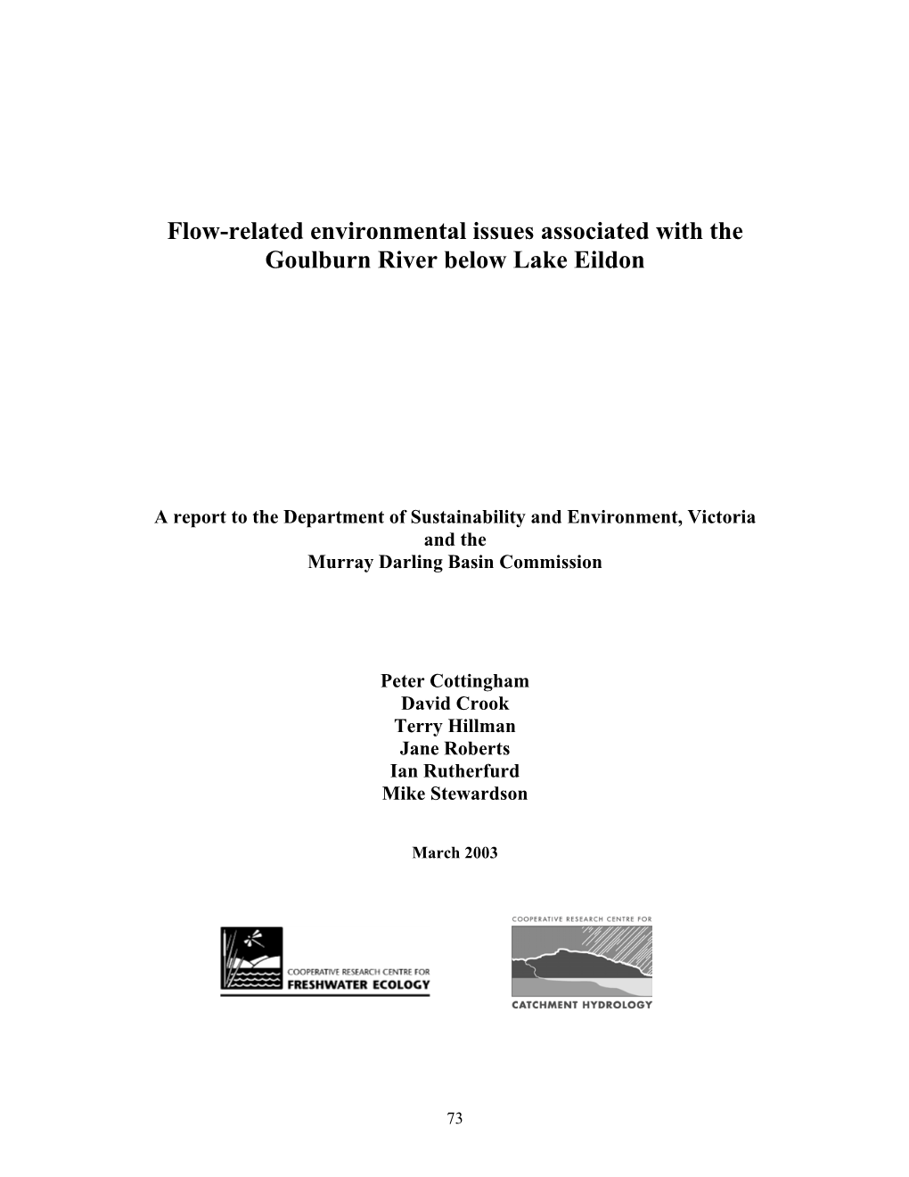 Flow-Related Environmental Issues Associated with the Goulburn River Below Lake Eildon