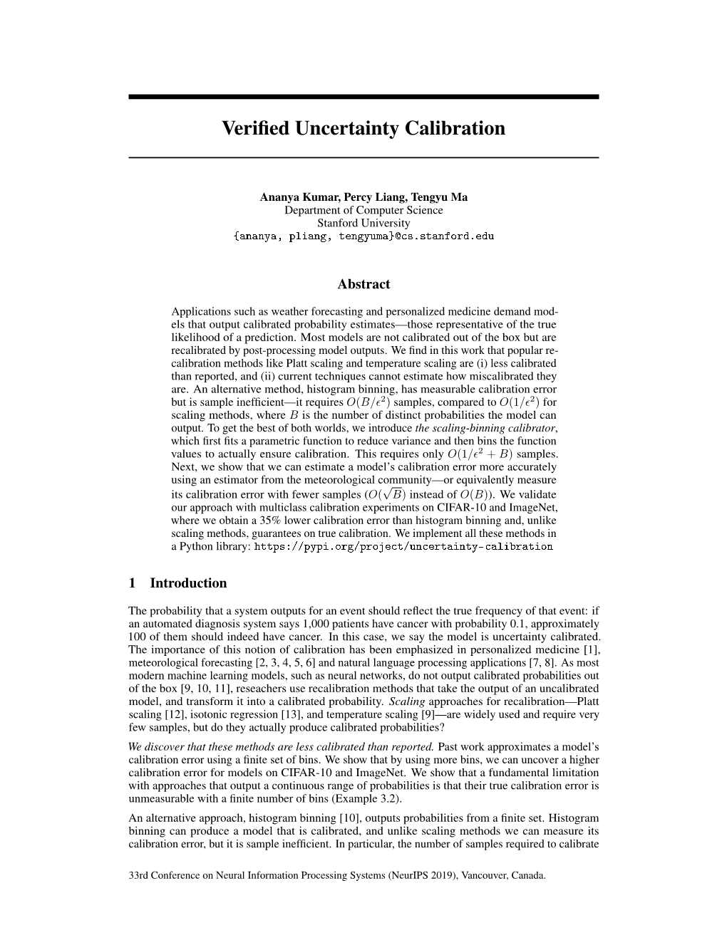 Verified Uncertainty Calibration