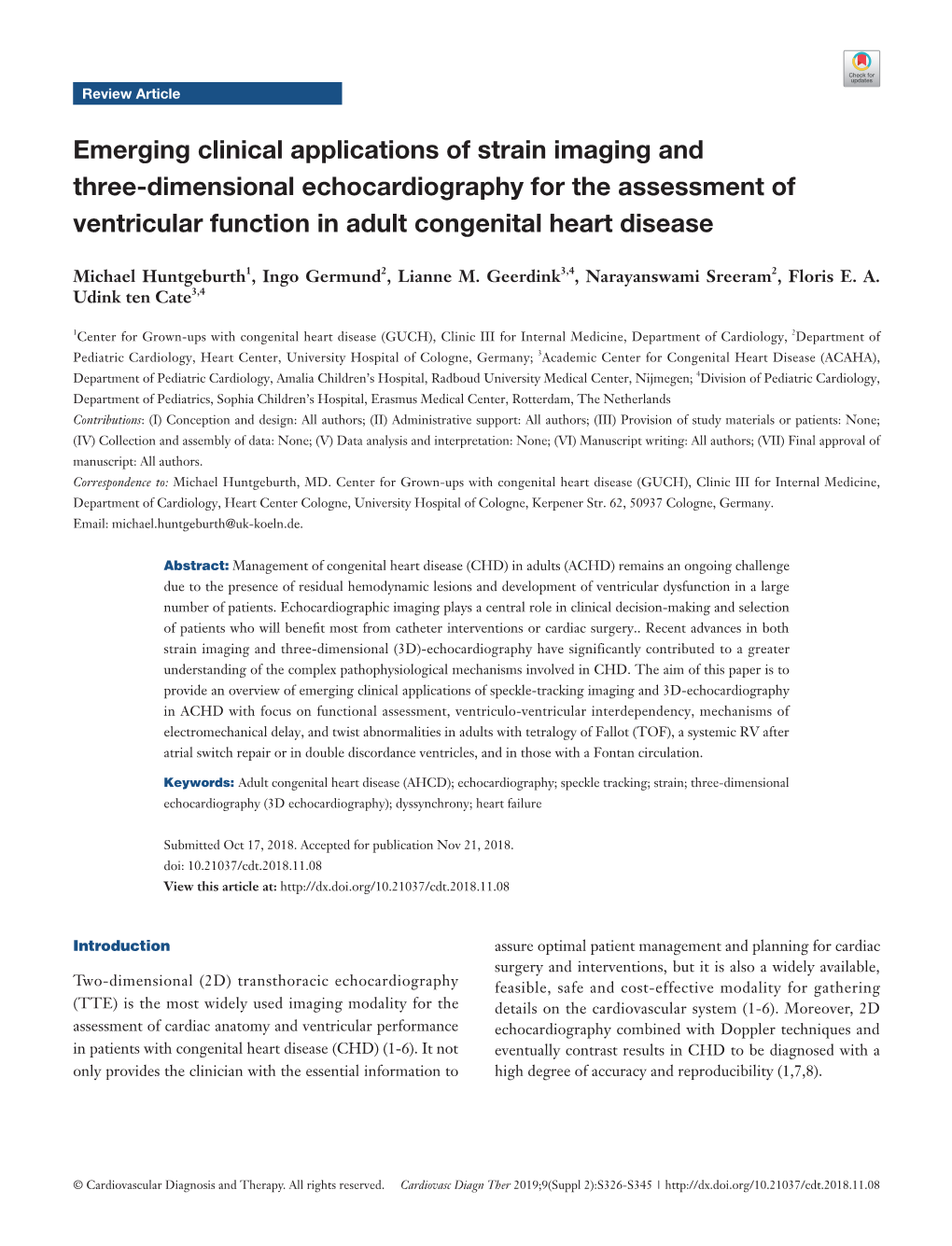 Emerging Clinical Applications of Strain Imaging and Three-Dimensional Echocardiography for the Assessment of Ventricular Function in Adult Congenital Heart Disease