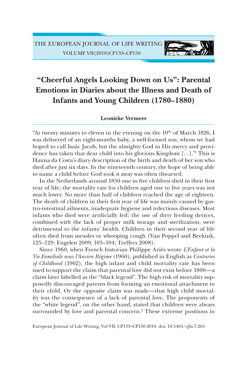 “Cheerful Angels Looking Down on Us”: Parental Emotions in Diaries About the Illness and Death of Infants and Young Children (1780–1880)