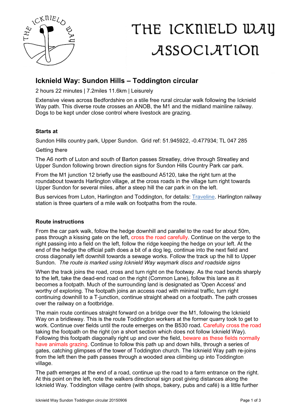 Icknield Way: Sundon Hills – Toddington Circular