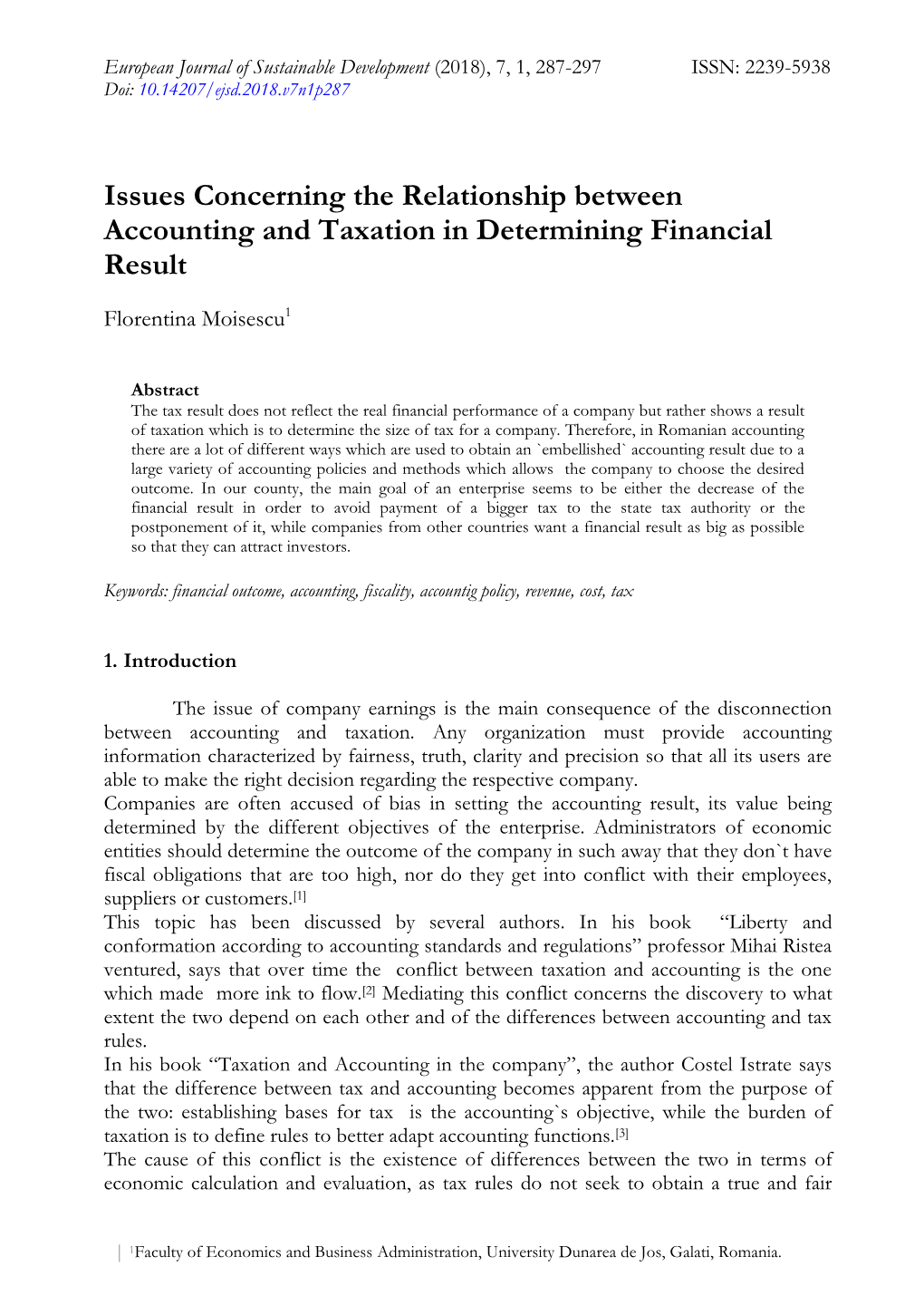 Issues Concerning the Relationship Between Accounting and Taxation in Determining Financial Result