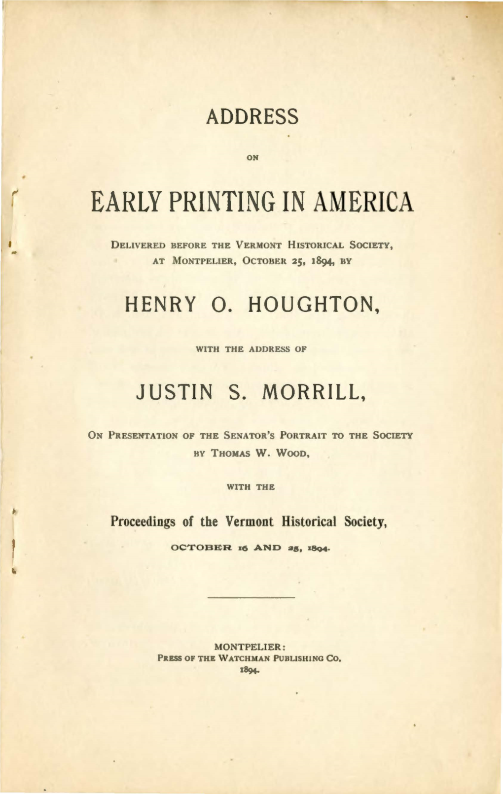 Early Printing in America