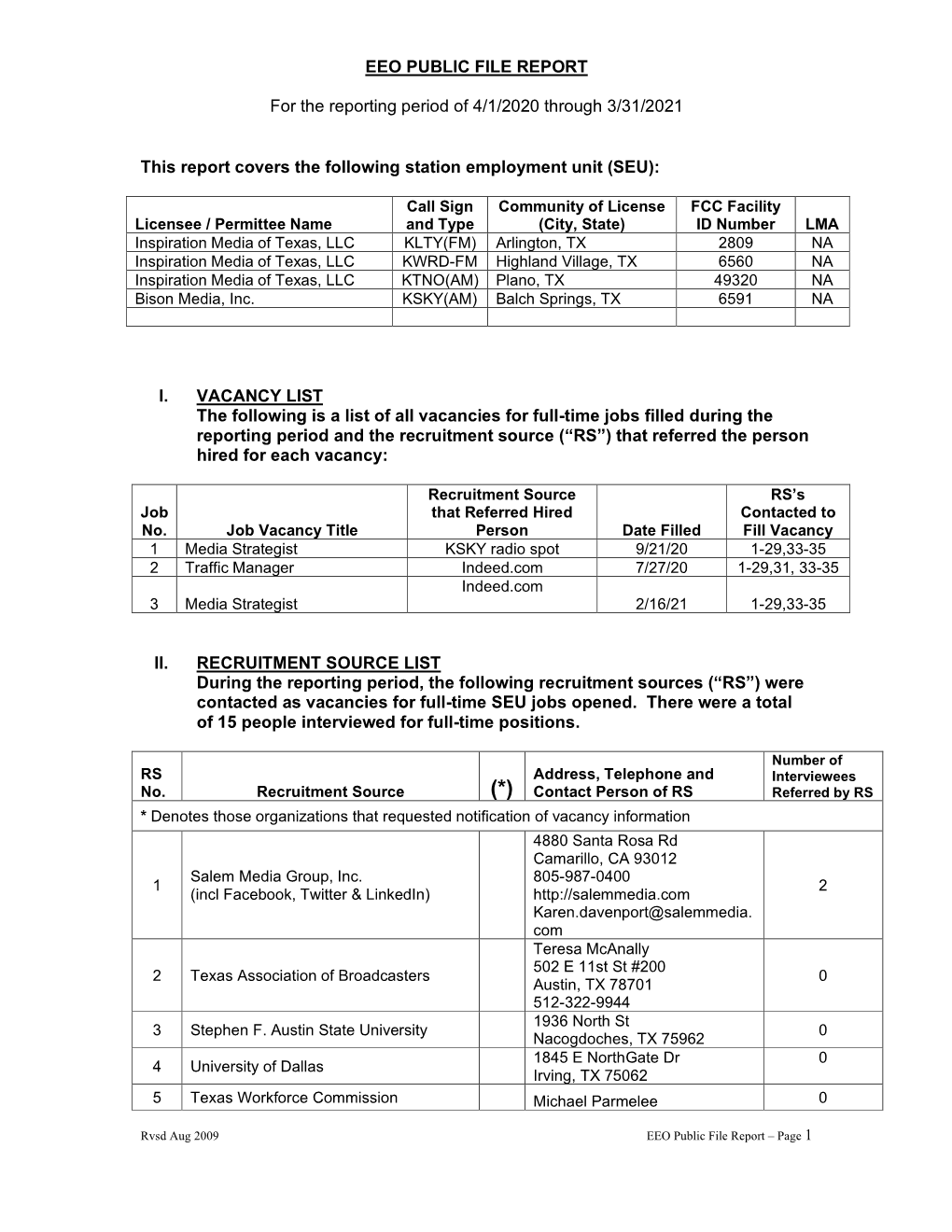 Eeo Public File Report