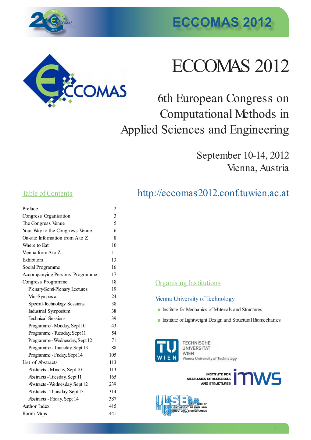 6Th European Congress on Computational Methods in Applied Sciences and Engineering