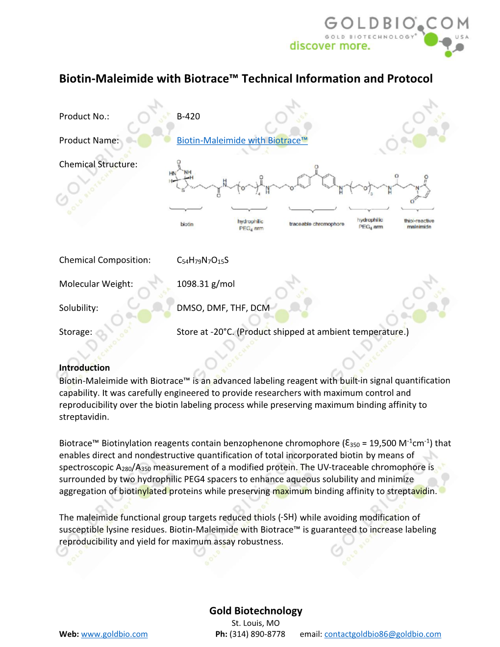 Biotin-Maleimide with Biotrace™ Technical Information and Protocol