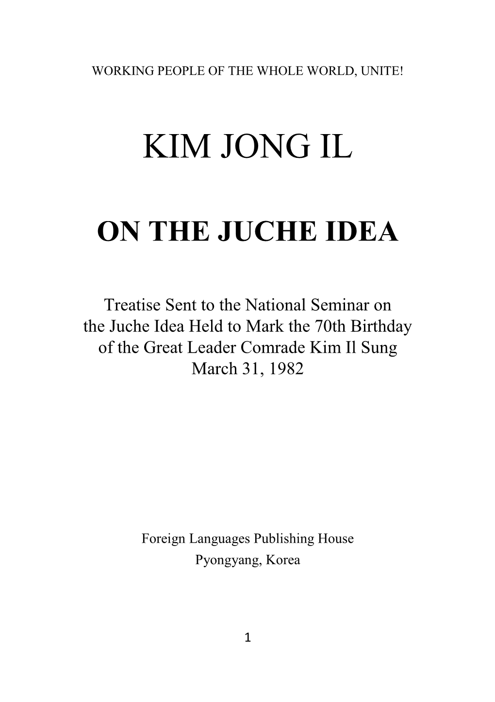 On the Juche Idea