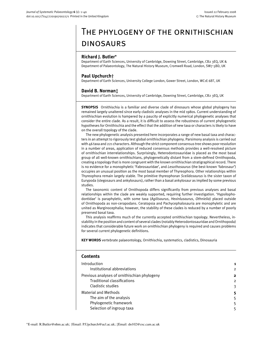 The Phylogeny of the Ornithischian Dinosaurs