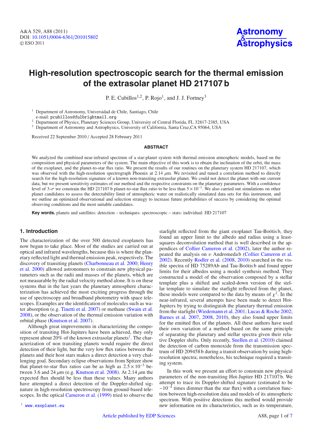 High-Resolution Spectroscopic Search for the Thermal Emission of the Extrasolar Planet HD 217107 B