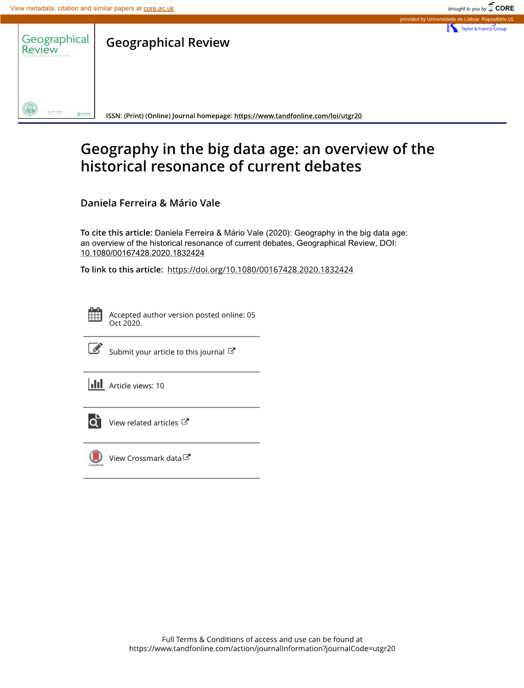 Geography in the Big Data Age: an Overview of the Historical Resonance of Current Debates