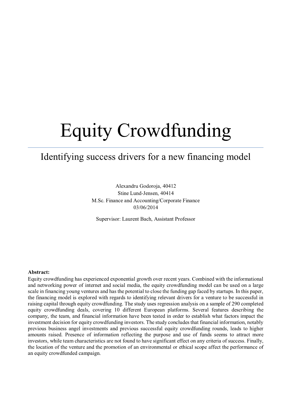 Equity Crowdfunding