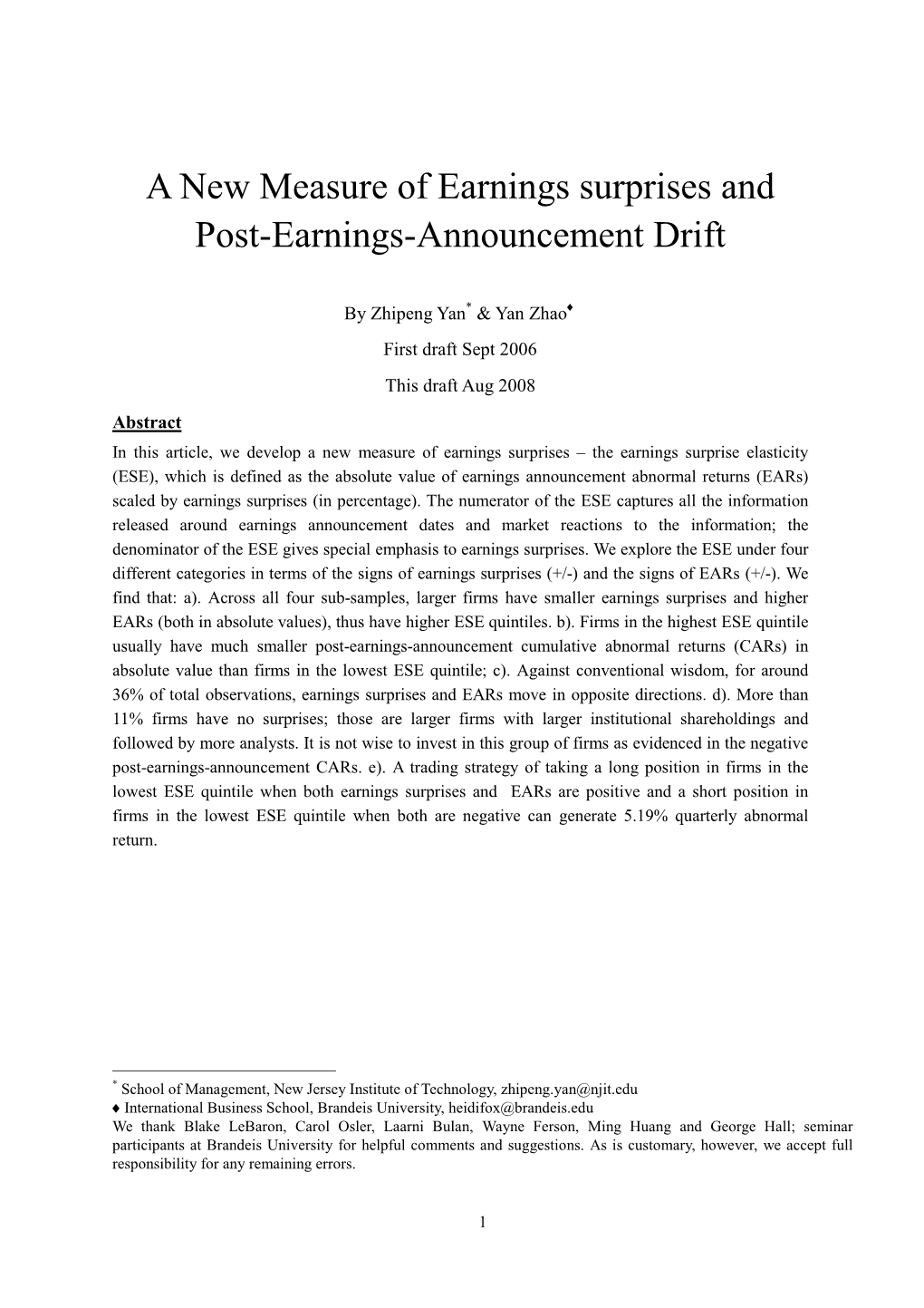 A New Measure of Earnings Surprises and Post-Earnings-Announcement Drift