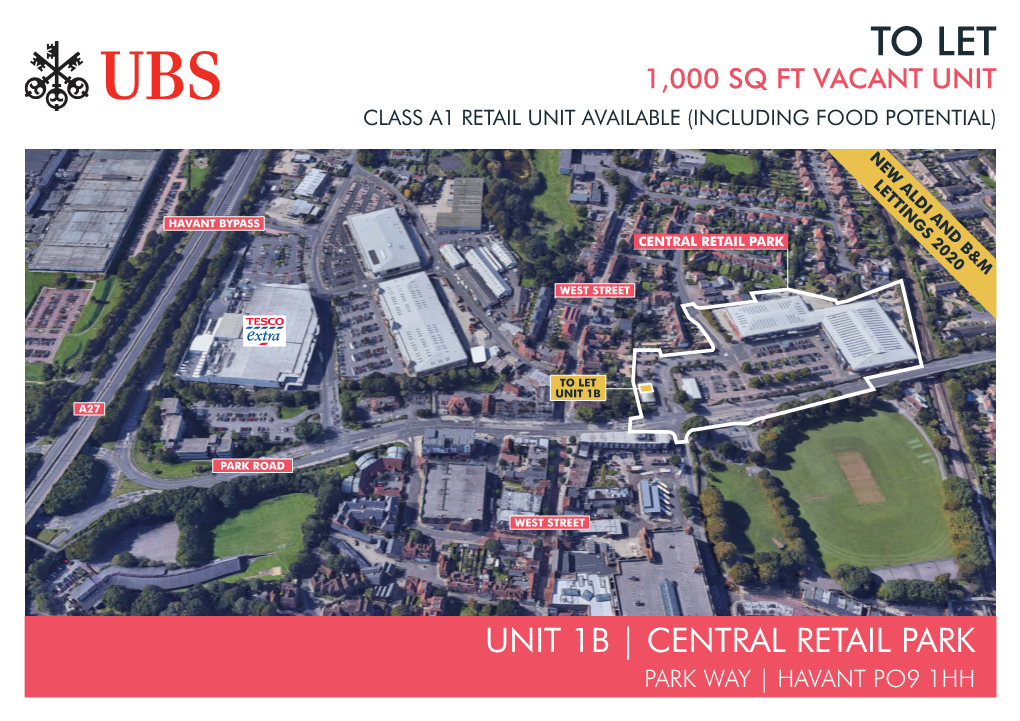 To Let 1,000 Sq Ft Vacant Unit Class A1 Retail Unit Available (Including Food Potential)