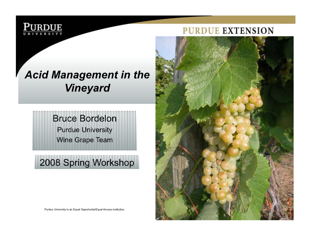 Acid Management in the Vineyard